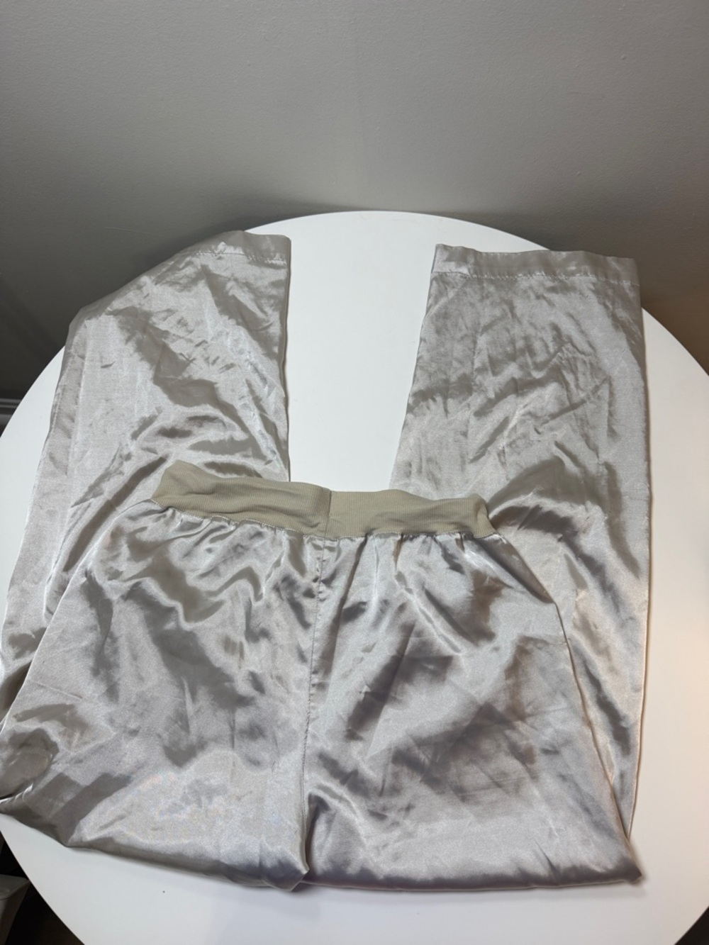 Silky Drawstring Pajama Pants in Light Silver - Picture 7 of 7